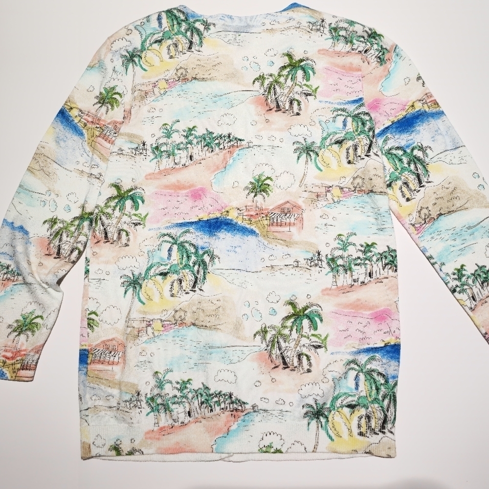 Talbots Coastal Scene Button-Front Shirt - Size Small Petite - Picture 6 of 7